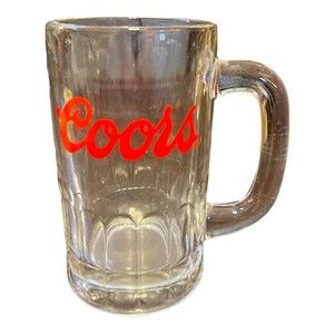 Vintage Coors Shorty 12 Oz. Beer Mug - Clear - Red Logo - Advertising Barware